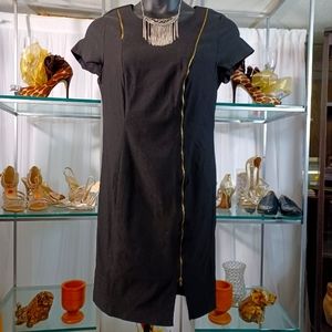 Ashley Stewart Black Zippered Bodycon Midi Dress, Size:12W
